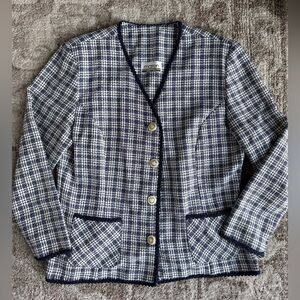 Vintage Navy Plaid Women's Blazer